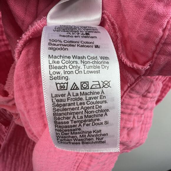 J. Crew Pink Soft Gauze Tunic Shirt Dress Size L Short Sleeves Summer - Picture 11 of 11